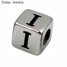 High Quality Stainless Steel Cube Alphabet Charm For Bracelet